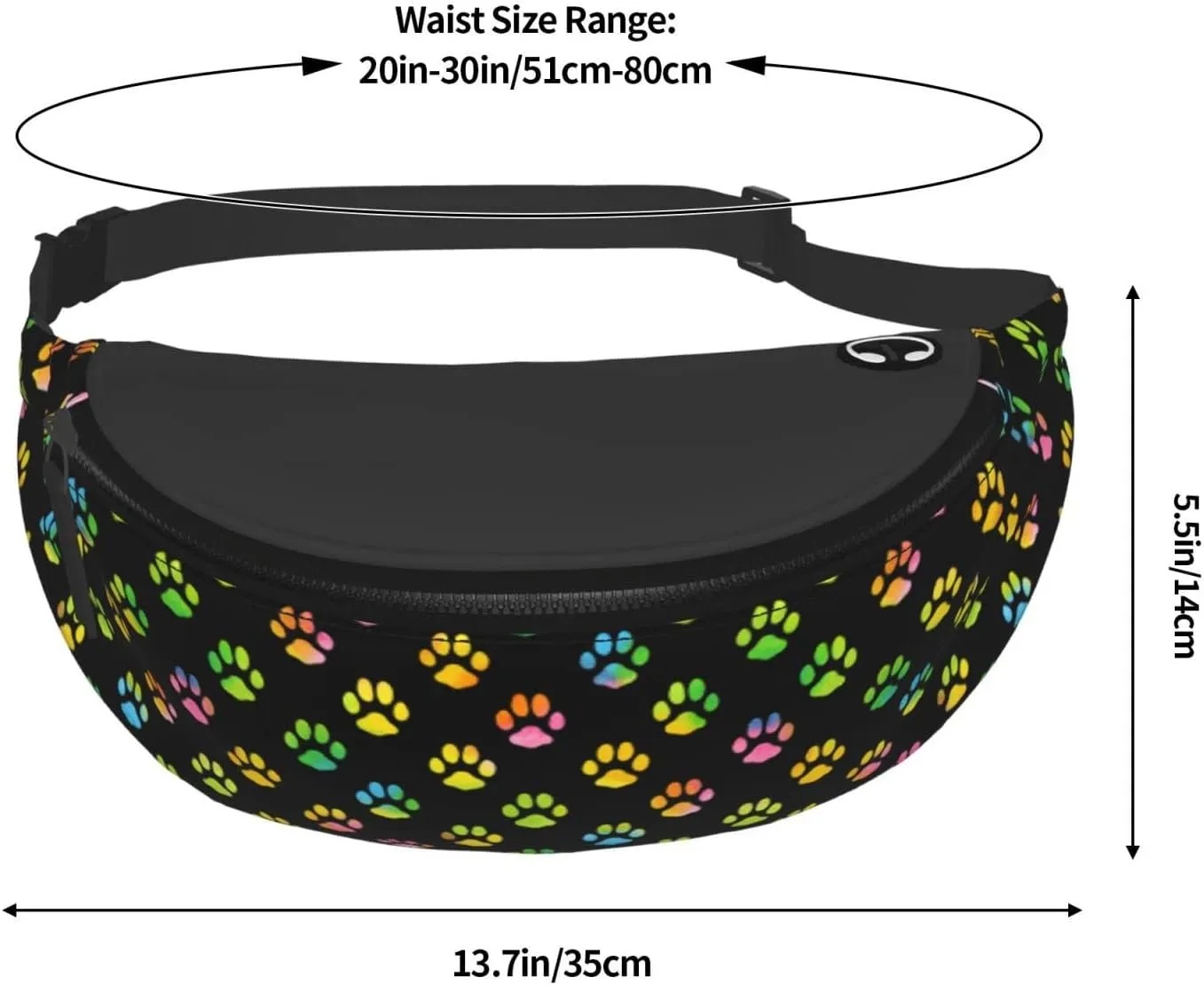 Dog Paw Print Fanny Pack for Women Men,Fashion Waist Pack Belt Bag Crossbody Bag for Traveling Casual Running Cycling