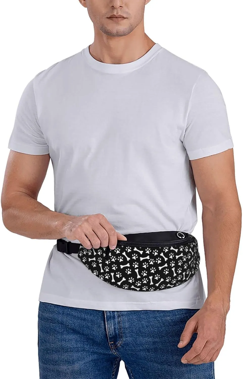 Dog Paw Print Fanny Pack for Women Men,Fashion Waist Pack Belt Bag Crossbody Bag for Traveling Casual Running Cycling