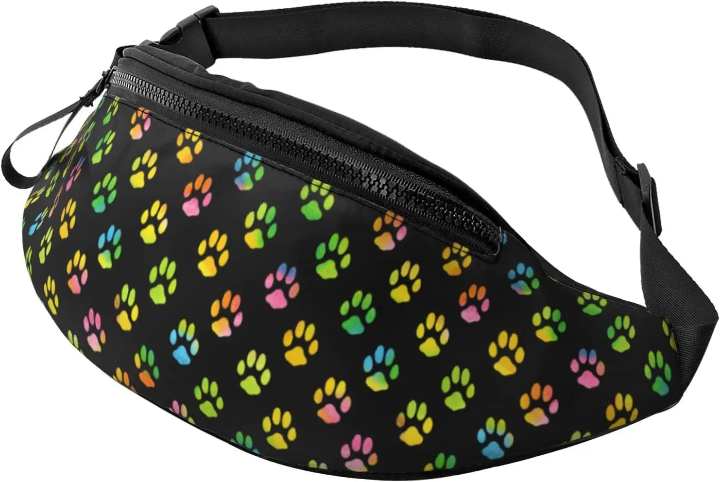Dog Paw Print Fanny Pack for Women Men,Fashion Waist Pack Belt Bag Crossbody Bag for Traveling Casual Running Cycling