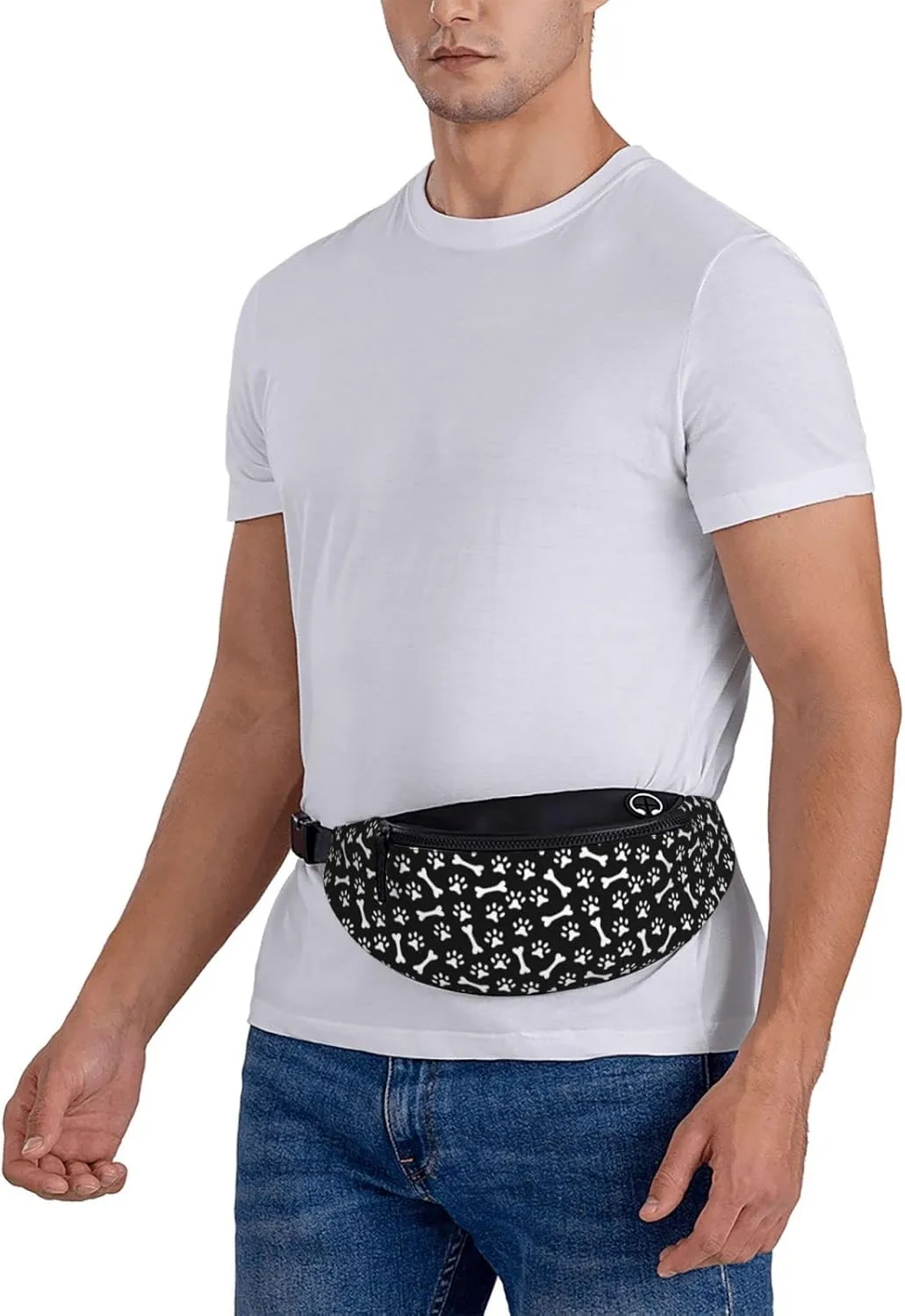 Dog Paw Print Fanny Pack for Women Men,Fashion Waist Pack Belt Bag Crossbody Bag for Traveling Casual Running Cycling