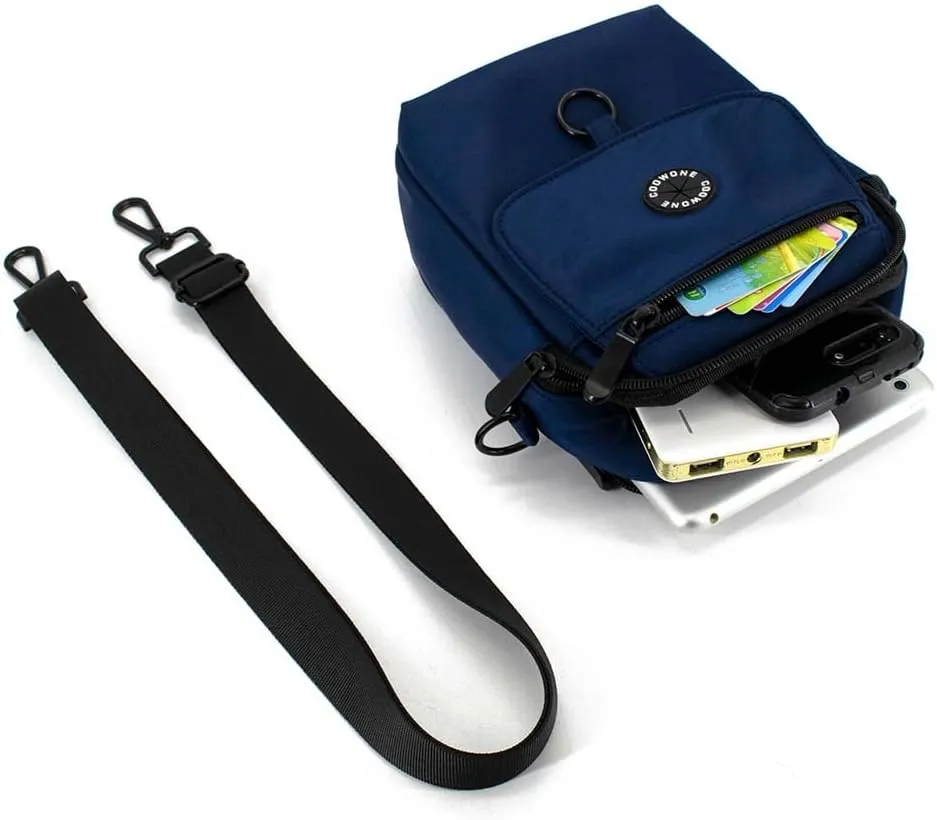 Dog Walking Bag Crossbody Waterproof & Lightweight Treat Pouch for Pet Training, Puppy Treat Tote, Dog Mom Purse (Navy Blue 1.0)