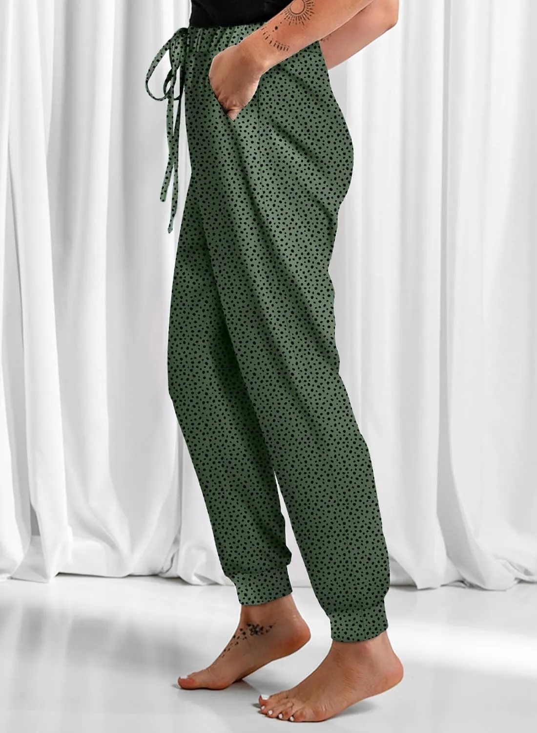 Dokotoo Womens 2023 Soft Casual Drawstring Tie Elastic Waist Loose Jogger Pants with Pockets