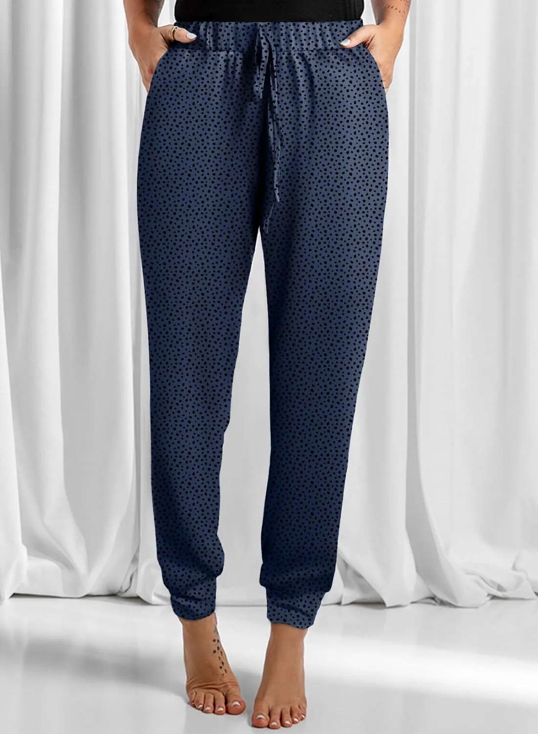 Dokotoo Womens 2023 Soft Casual Drawstring Tie Elastic Waist Loose Jogger Pants with Pockets