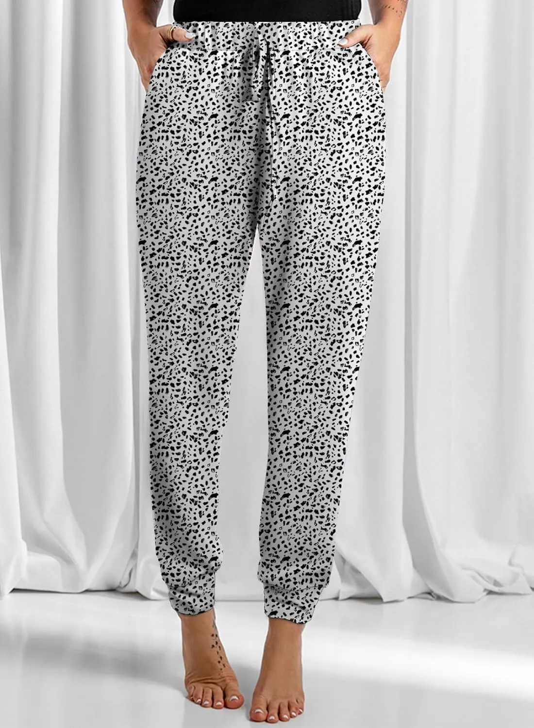 Dokotoo Womens 2023 Soft Casual Drawstring Tie Elastic Waist Loose Jogger Pants with Pockets