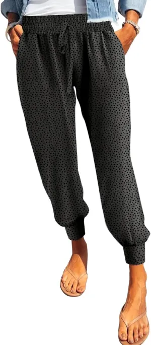 Dokotoo Womens 2023 Soft Casual Drawstring Tie Elastic Waist Loose Jogger Pants with Pockets
