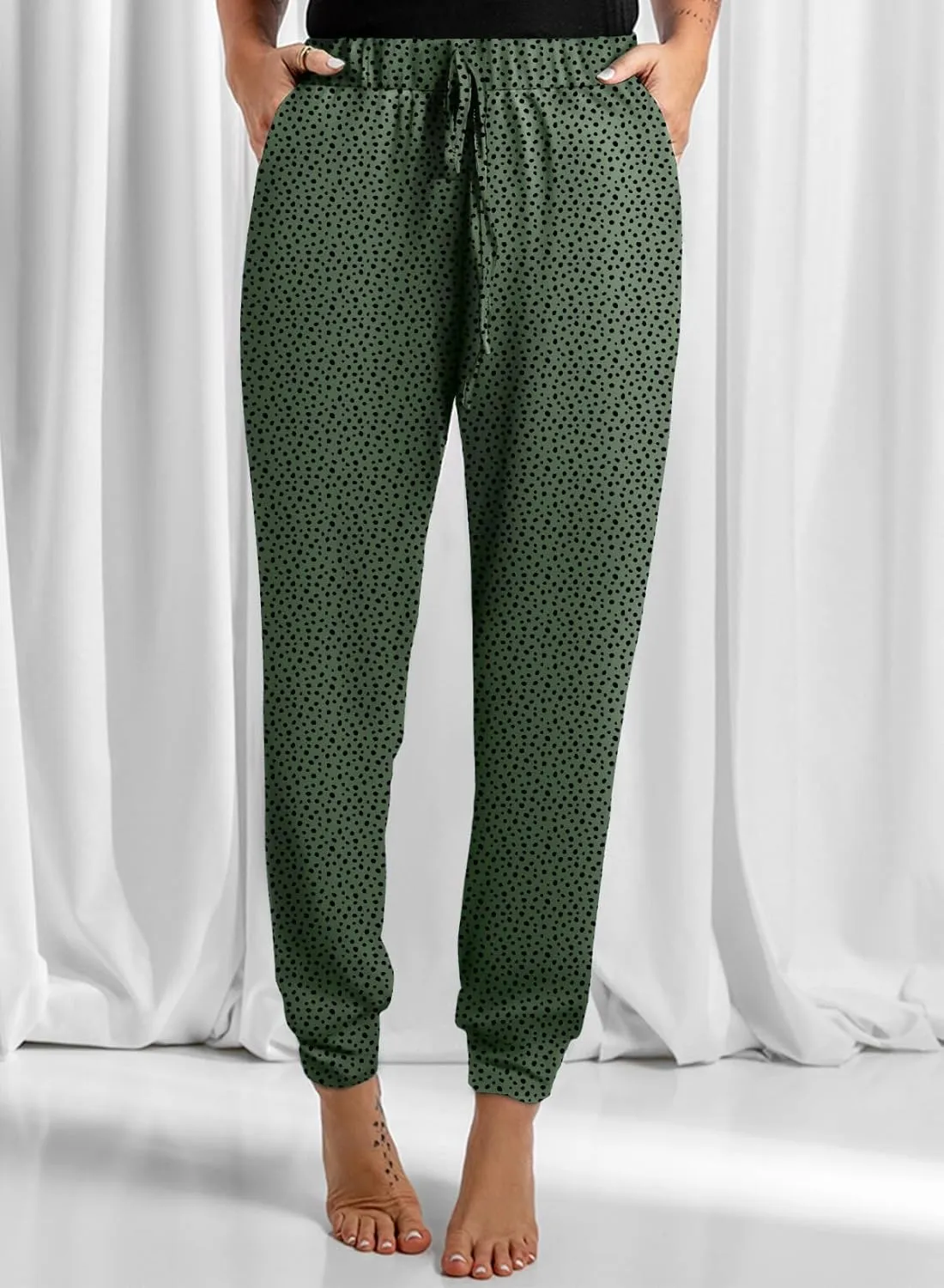 Dokotoo Womens 2023 Soft Casual Drawstring Tie Elastic Waist Loose Jogger Pants with Pockets