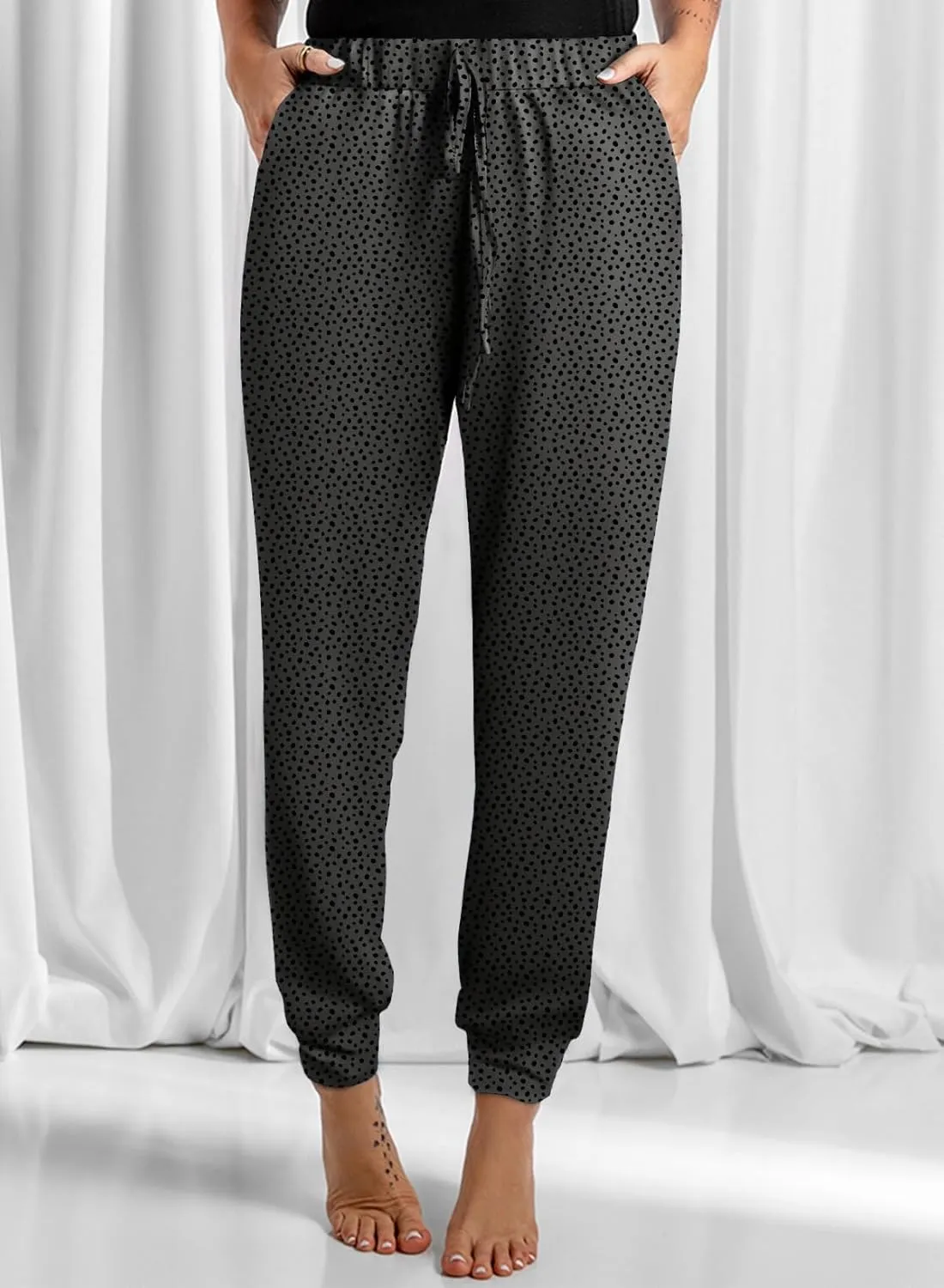 Dokotoo Womens 2023 Soft Casual Drawstring Tie Elastic Waist Loose Jogger Pants with Pockets