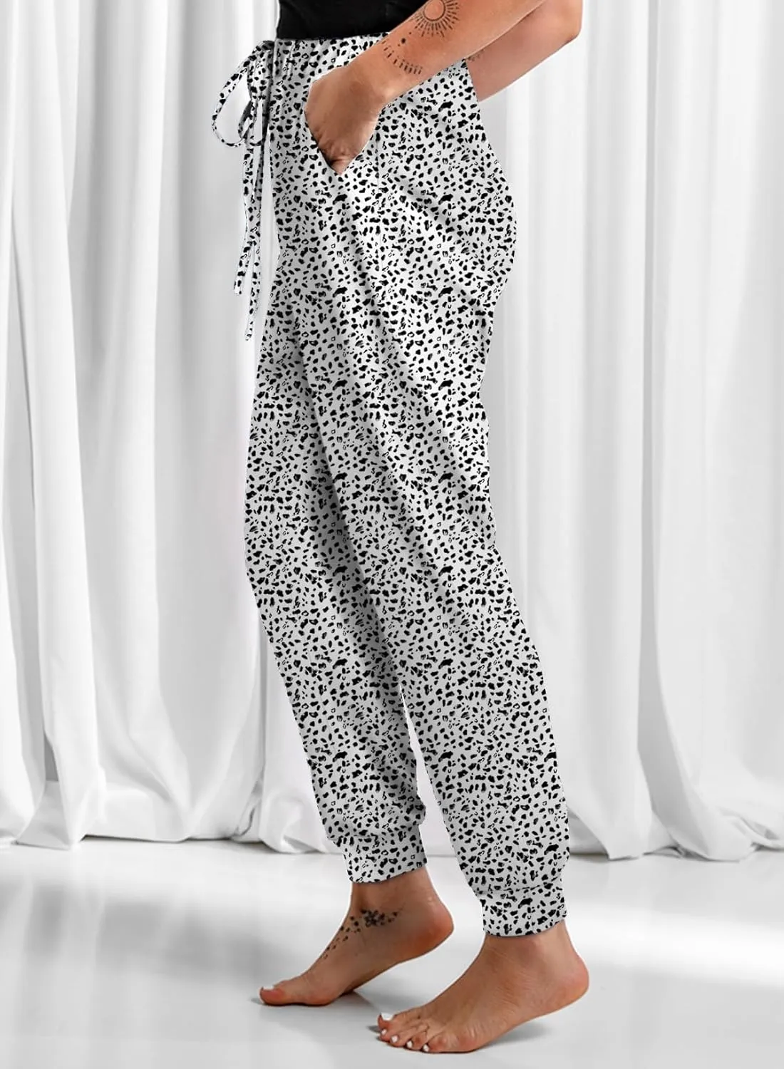 Dokotoo Womens 2023 Soft Casual Drawstring Tie Elastic Waist Loose Jogger Pants with Pockets