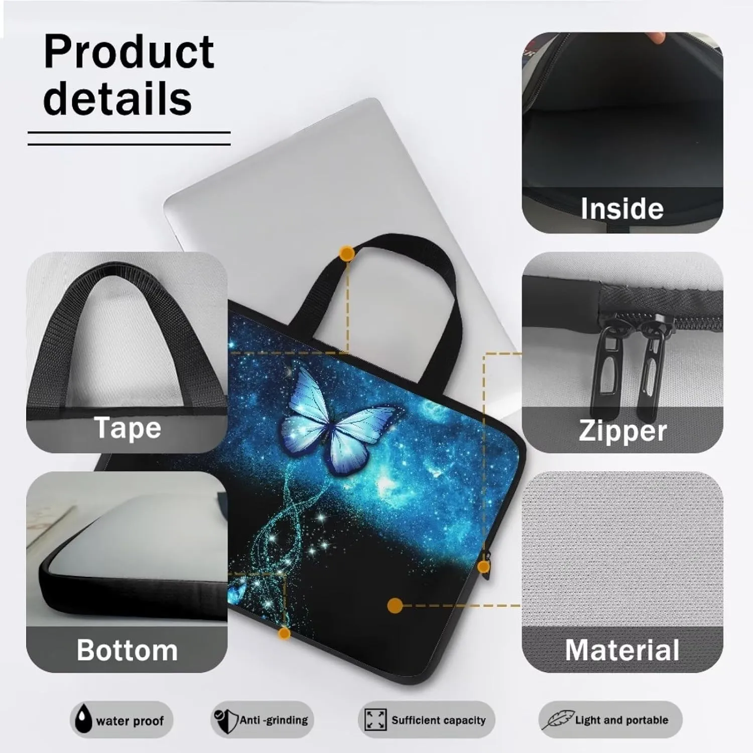 Dolyues Laptop Carrying Case for Adult Travel Workout Water-Resistant Laptop Bag Five Size Suit for Most Laptop