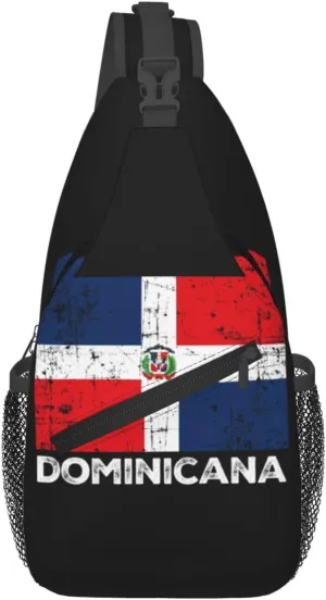 Dominicana Dominican Republic Flag Crossbody Bag Cross Chest Bag Adjustable Sling Backpack Sports Gym Shoulder Bags Travel Cycling Daypack Diagonally Casual Rucksack