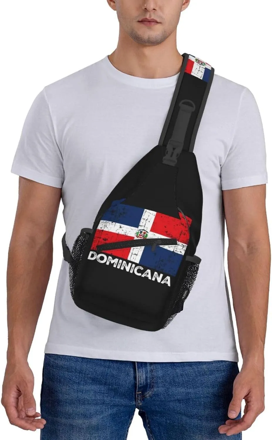 Dominicana Dominican Republic Flag Crossbody Bag Cross Chest Bag Adjustable Sling Backpack Sports Gym Shoulder Bags Travel Cycling Daypack Diagonally Casual Rucksack