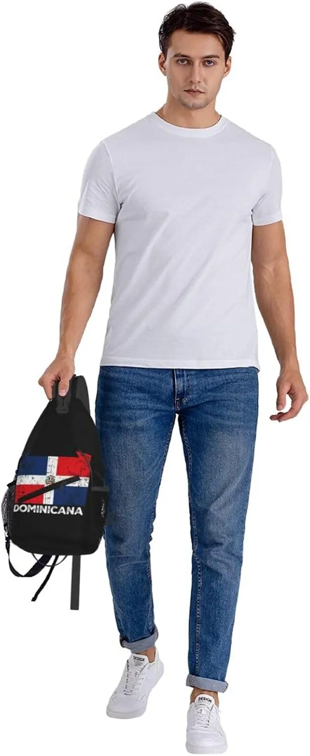 Dominicana Dominican Republic Flag Crossbody Bag Cross Chest Bag Adjustable Sling Backpack Sports Gym Shoulder Bags Travel Cycling Daypack Diagonally Casual Rucksack