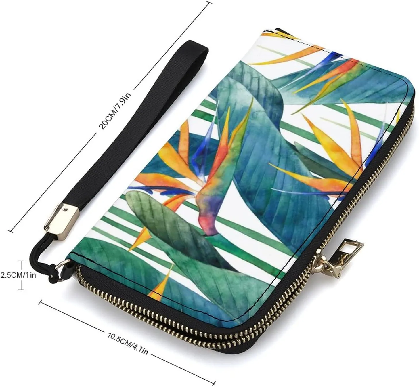 Donnapink Long Clutch Wallet, Long Handbag with Wristlet Strap, PU Leather Zip Purse