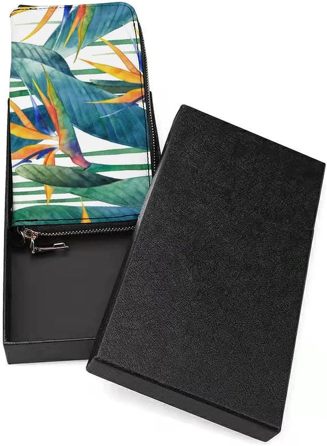 Donnapink Long Clutch Wallet, Long Handbag with Wristlet Strap, PU Leather Zip Purse