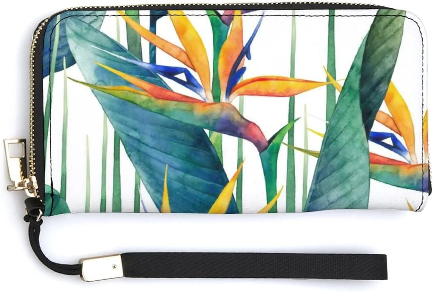 Donnapink Long Clutch Wallet, Long Handbag with Wristlet Strap, PU Leather Zip Purse