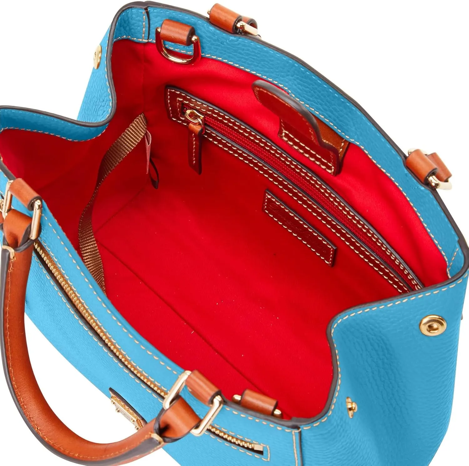 Dooney & Bourke Designer Handbags for Women, Pebble Grain Leather Small Satchel Bag with Crossbody Strap