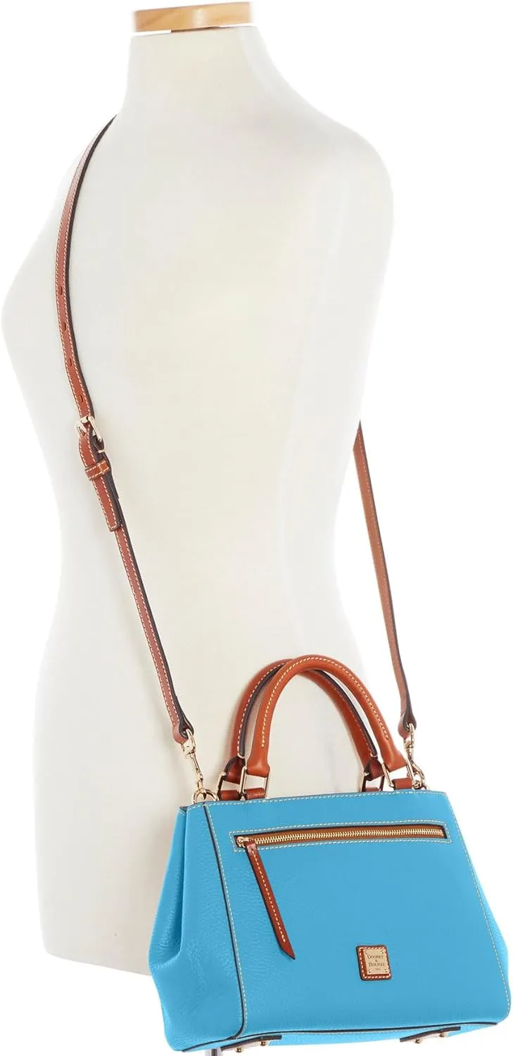 Dooney & Bourke Designer Handbags for Women, Pebble Grain Leather Small Satchel Bag with Crossbody Strap