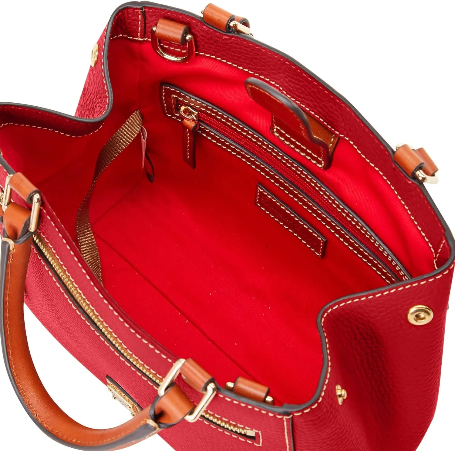Dooney & Bourke Designer Handbags for Women, Pebble Grain Leather Small Satchel Bag with Crossbody Strap