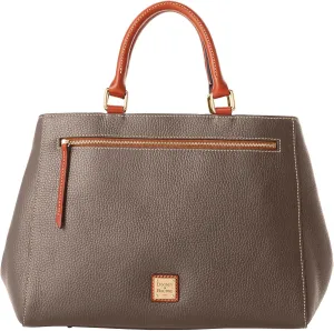 Dooney & Bourke Satchel Bags for Women, Pebble Grain Leather Zip Satchel Handbag with Crossbody Strap