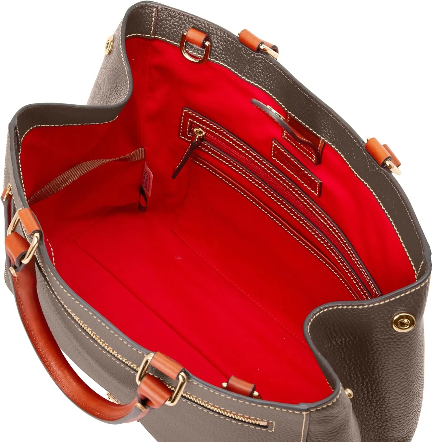 Dooney & Bourke Satchel Bags for Women, Pebble Grain Leather Zip Satchel Handbag with Crossbody Strap