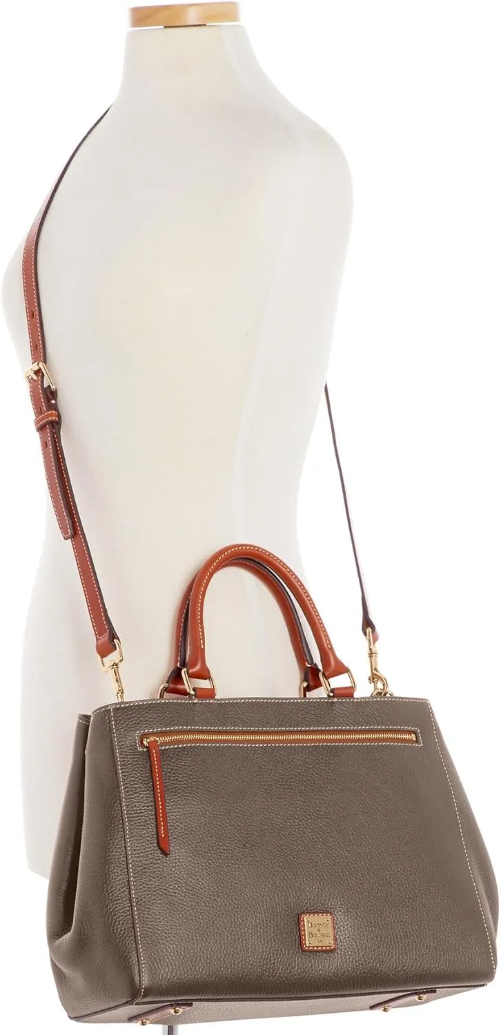 Dooney & Bourke Satchel Bags for Women, Pebble Grain Leather Zip Satchel Handbag with Crossbody Strap