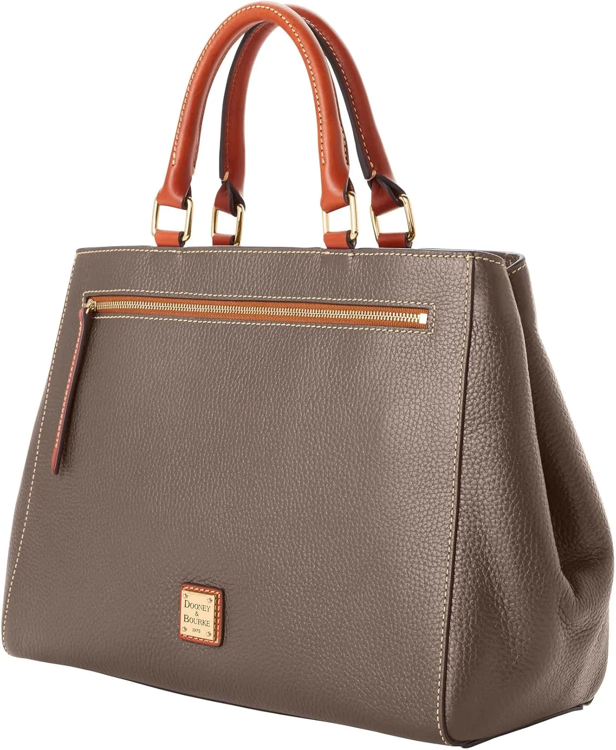 Dooney & Bourke Satchel Bags for Women, Pebble Grain Leather Zip Satchel Handbag with Crossbody Strap