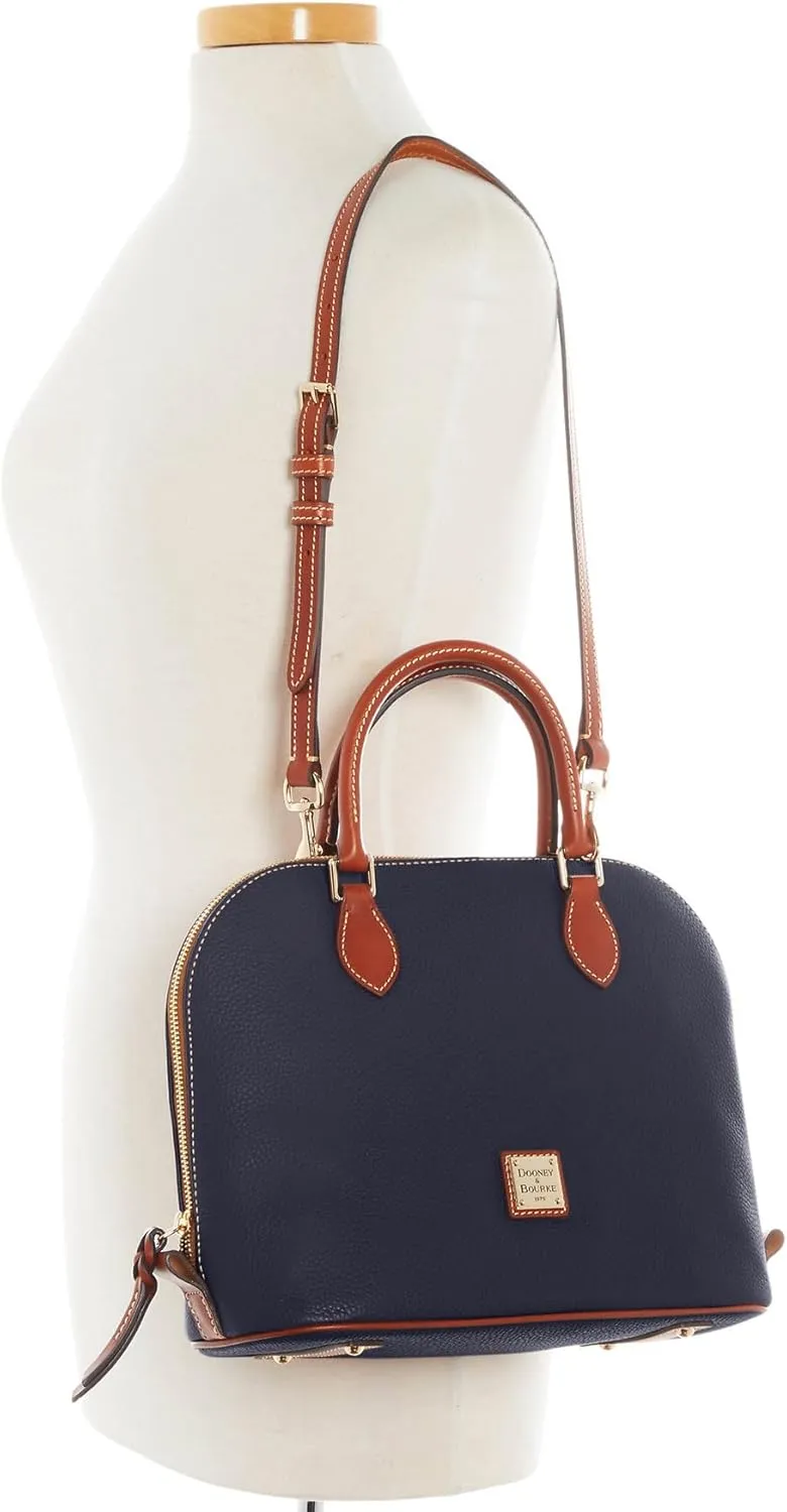 Dooney & Bourke Women's Domed Satchel in Pebble Grain Leather, Large Handbag with Adjustable & Detachable Shoulder Strap