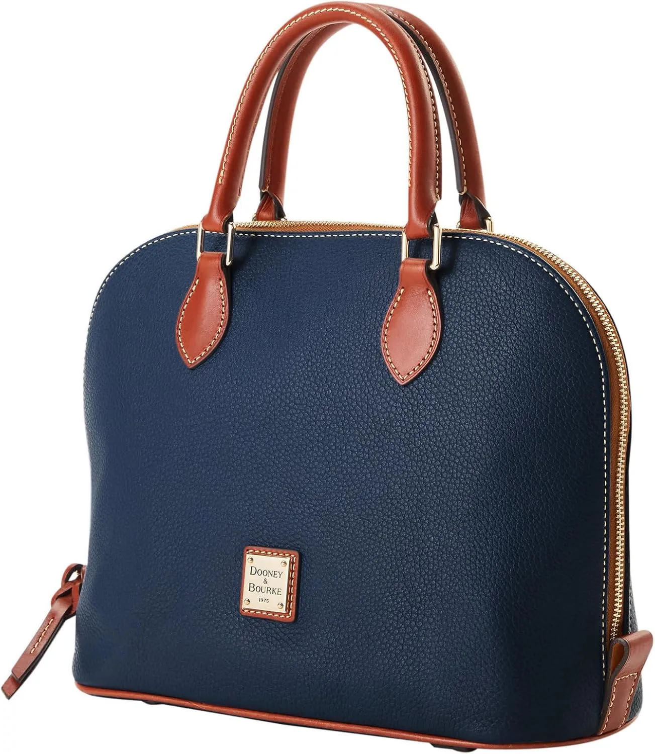 Dooney & Bourke Women's Domed Satchel in Pebble Grain Leather, Large Handbag with Adjustable & Detachable Shoulder Strap