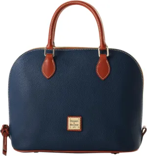 Dooney & Bourke Women's Domed Satchel in Pebble Grain Leather, Large Handbag with Adjustable & Detachable Shoulder Strap