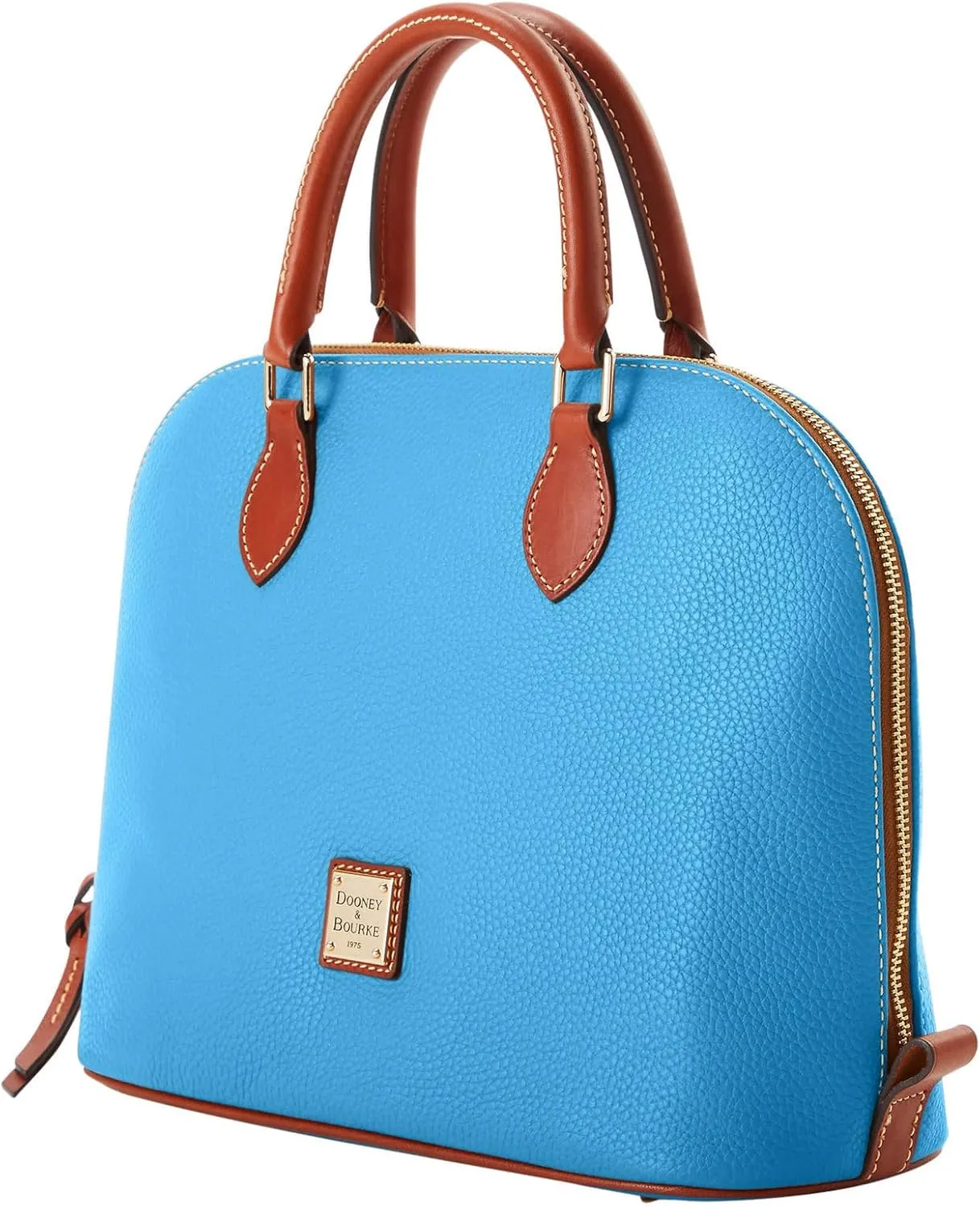 Dooney & Bourke Women's Domed Satchel in Pebble Grain Leather, Large Handbag with Adjustable & Detachable Shoulder Strap