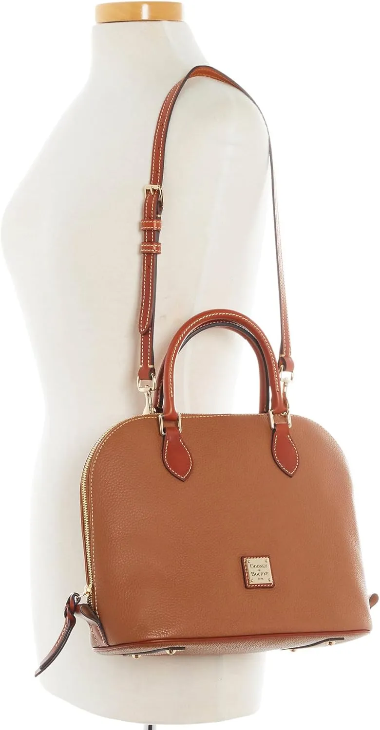 Dooney & Bourke Women's Domed Satchel in Pebble Grain Leather, Large Handbag with Adjustable & Detachable Shoulder Strap