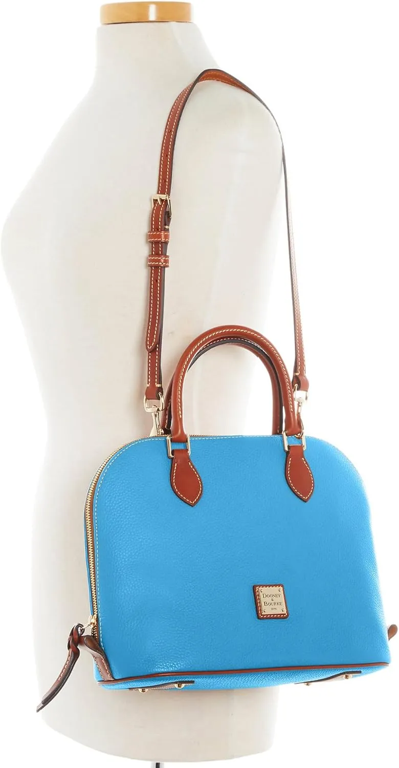 Dooney & Bourke Women's Domed Satchel in Pebble Grain Leather, Large Handbag with Adjustable & Detachable Shoulder Strap