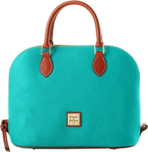 Dooney & Bourke Women's Domed Satchel in Pebble Grain Leather, Large Handbag with Adjustable & Detachable Shoulder Strap