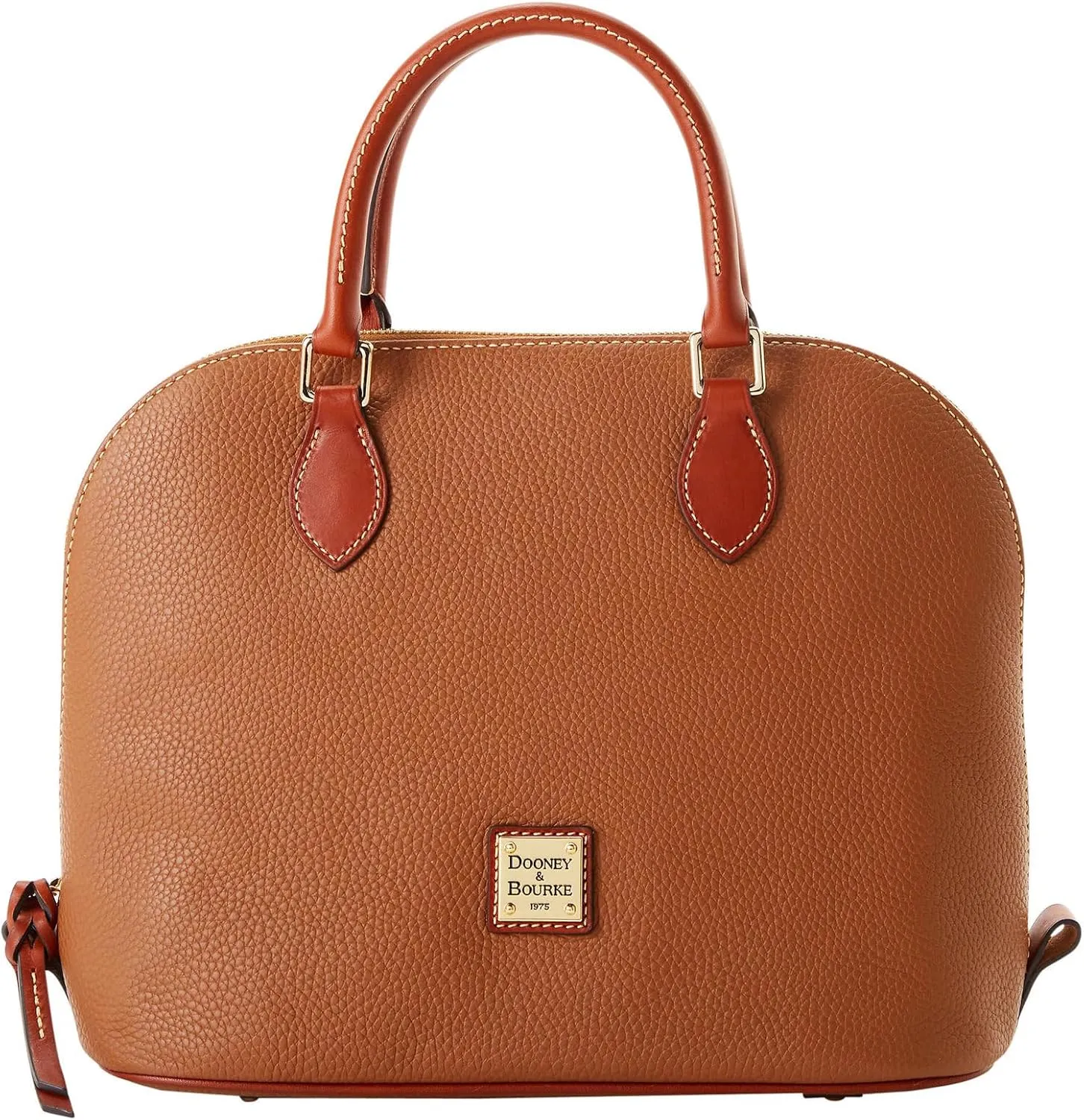 Dooney & Bourke Women's Domed Satchel in Pebble Grain Leather, Large Handbag with Adjustable & Detachable Shoulder Strap