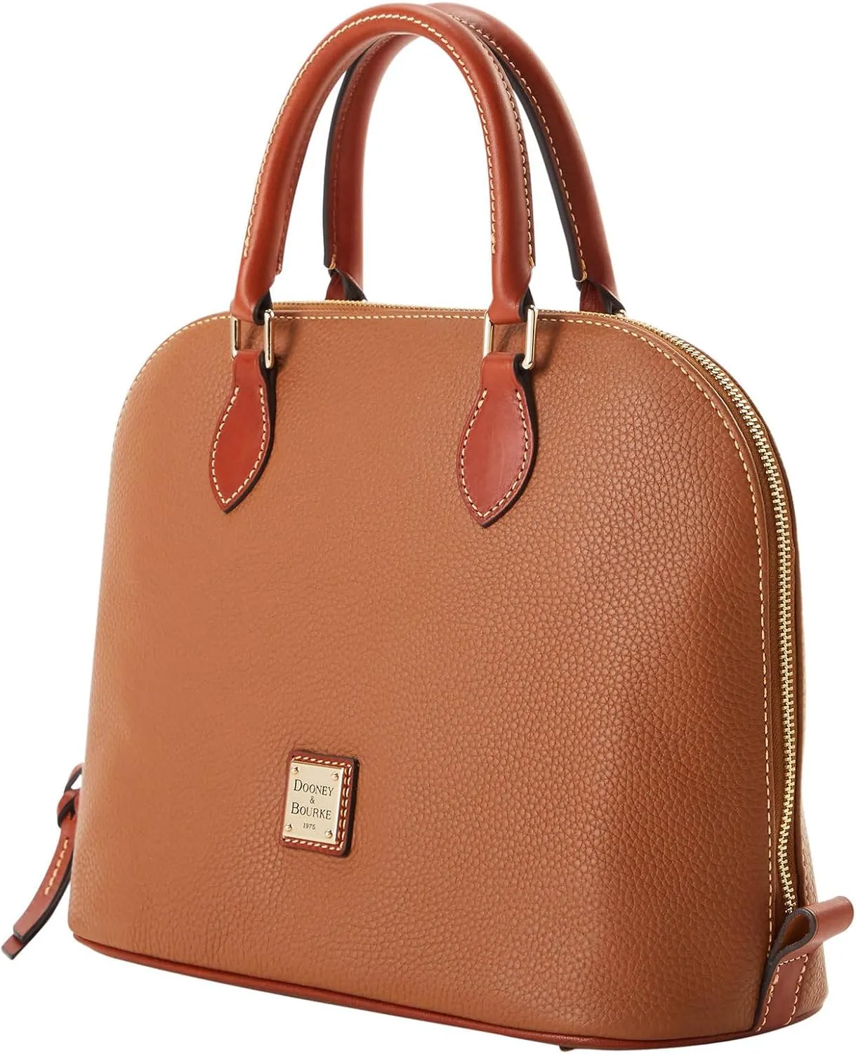Dooney & Bourke Women's Domed Satchel in Pebble Grain Leather, Large Handbag with Adjustable & Detachable Shoulder Strap