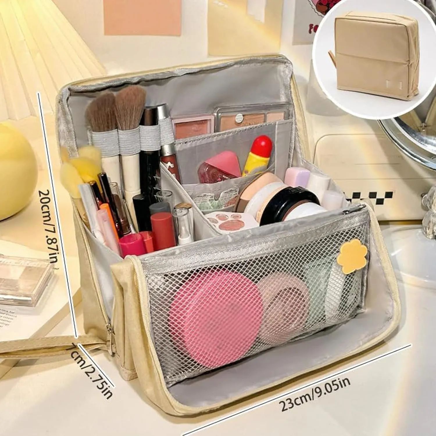 Doresty Makeup Bag, Doresty Standing Makeup Bag, Multi-Purpose Large Capacity Oxford Cloth Standing Makeup Bags, Waterproof, Portable, Large Capacity (Red)