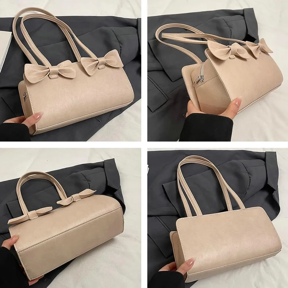 Double Bow Tie Underarm Commuter Bag Versatile Outdoor Shoulder Bags Zipper Large Capacity Hobo Bag for Women 2025