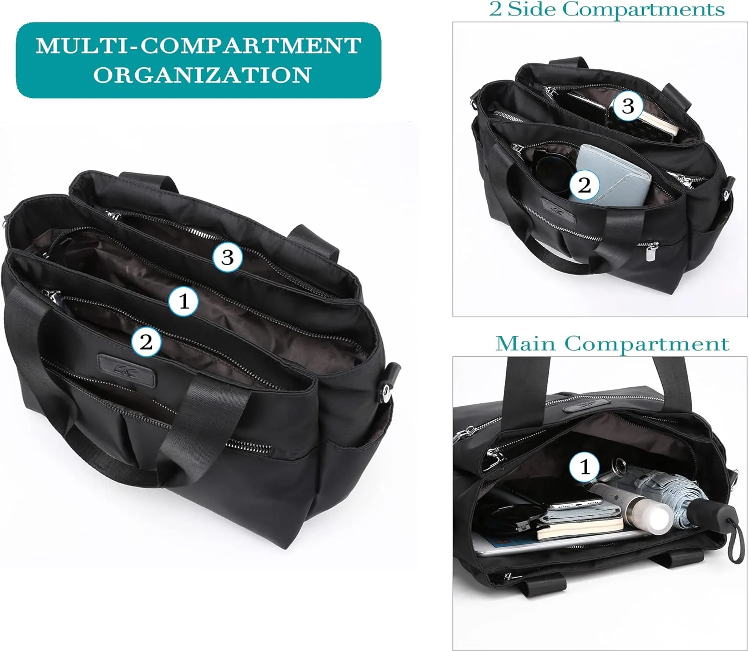 DOURR Hobo Handbags Light Nylon Crossbody Bags for Women, Multi Compartment Work Going Out Tote
