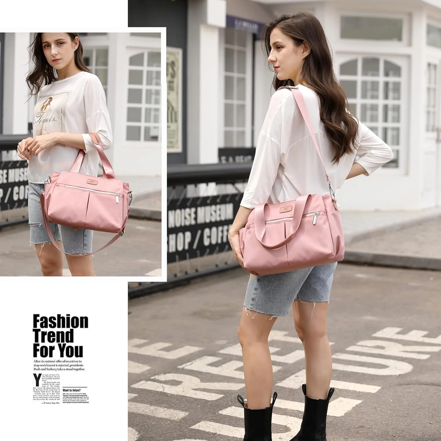 DOURR Hobo Handbags Light Nylon Crossbody Bags for Women, Multi Compartment Work Going Out Tote