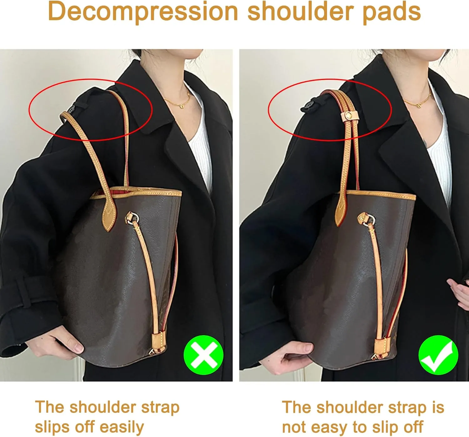 Doxo Upgraded Leather Shoulder Strap Pad for Handbags,Suitable for Lv Neverfull PM MM GM or C.oach City 30 33 Tote Bags And More（7.5"×1.2",Beige）