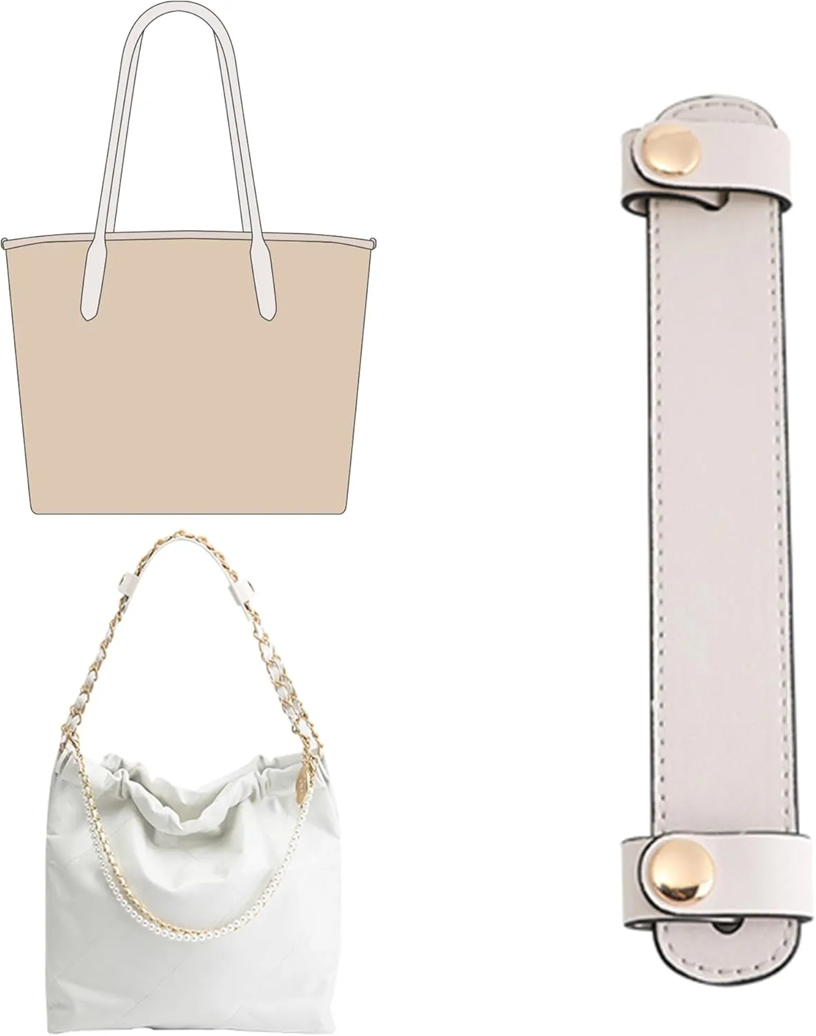 Doxo Upgraded Leather Shoulder Strap Pad for Handbags,Suitable for Lv Neverfull PM MM GM or C.oach City 30 33 Tote Bags And More（7.5"×1.2",Beige）