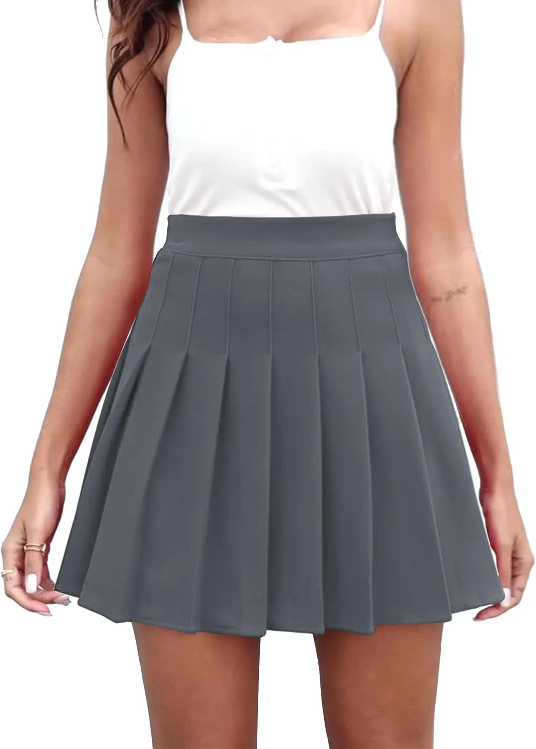 Dressever Women's Pleated Skirts Mini Skater Basic Skirt High Waist Tennis Skirt School Uniform Cheerleader Skirts