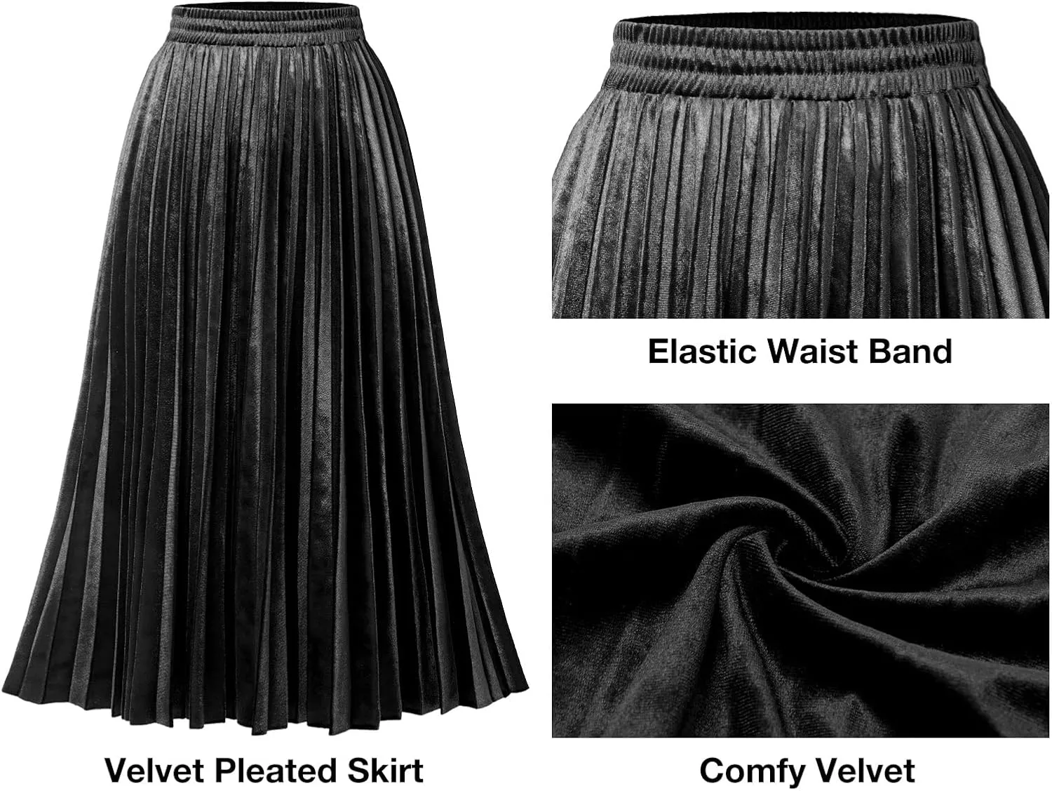 DRESSTELLS Pleated Midi Skirts for Women, Aline Long High Elastic Waisted Summer Flowy Chiffon Swing Skirt