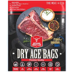 Dry Age Bags for Meat Easily Create DIY Dry Aging Meat at Home, No Vacuum Sealer Required. Breathable Membrane Kit for Dry Aged Beef 4pcs. 10x20 in (25x50 cm) 2-12 lb 1-5 kg - Artisan Meat LAB