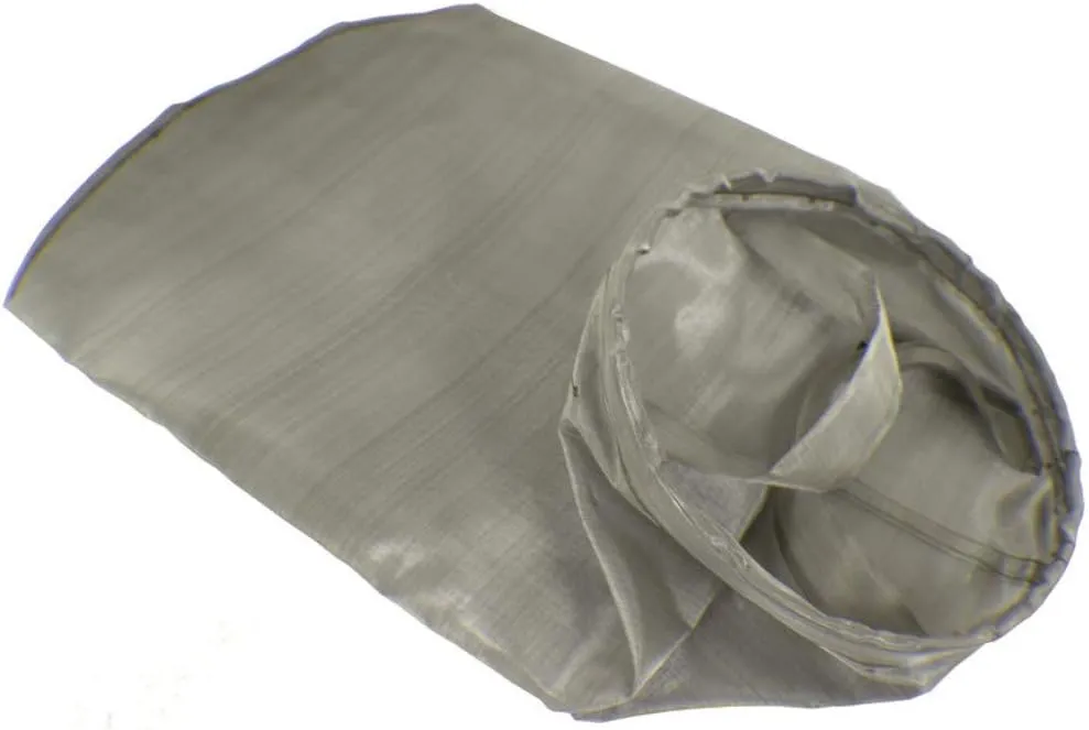 Duda Energy 304 Stainless Steel Filter Bag, 7" x 16", 120 Mesh/125 Micron Welded Sus304 Ring, Dual SS304 Hanging Straps Stainless Steel