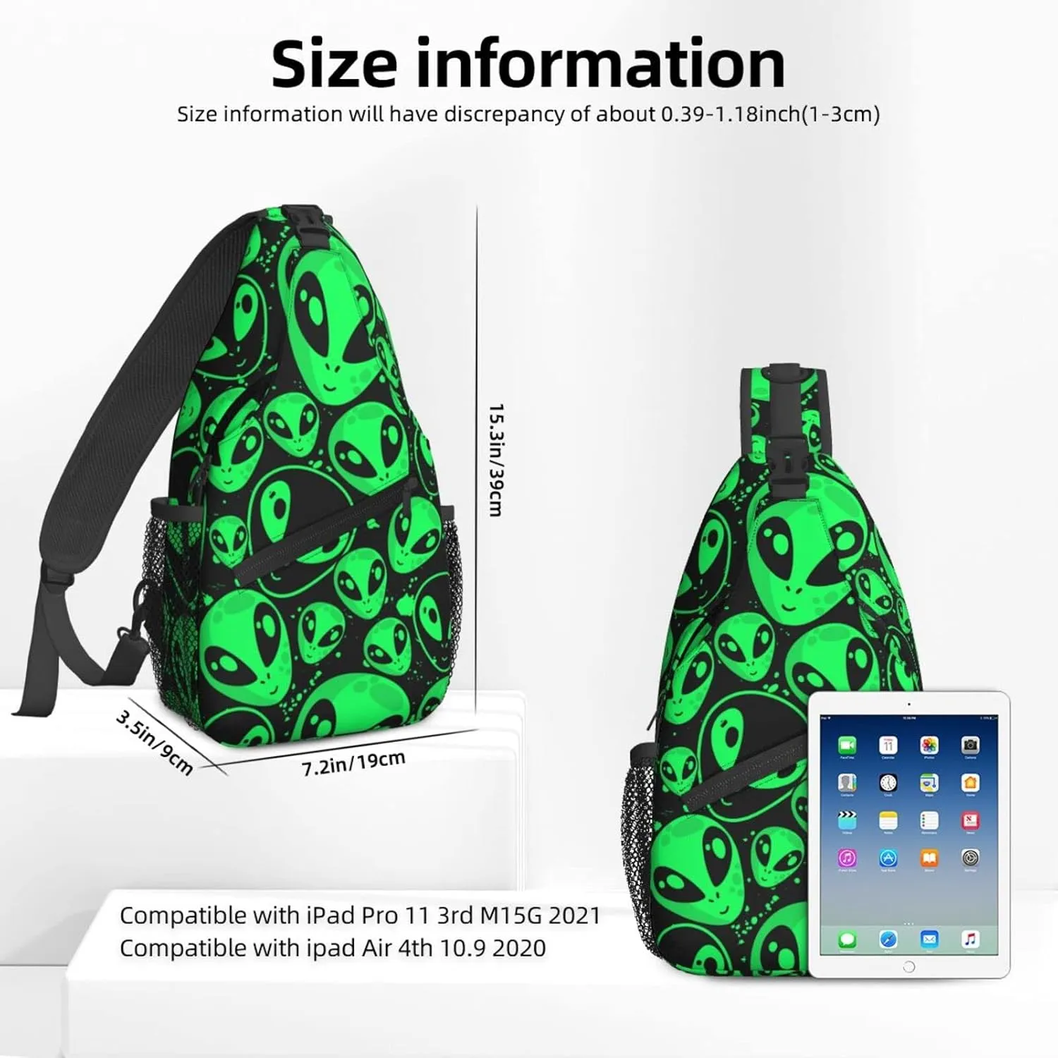 Dujiea Crossbody Backpack For Men Women Sling Bag, Alien Pattern Chest Bag Shoulder Bag Lightweight One Strap Backpack Multipurpose Travel Hiking Daypack
