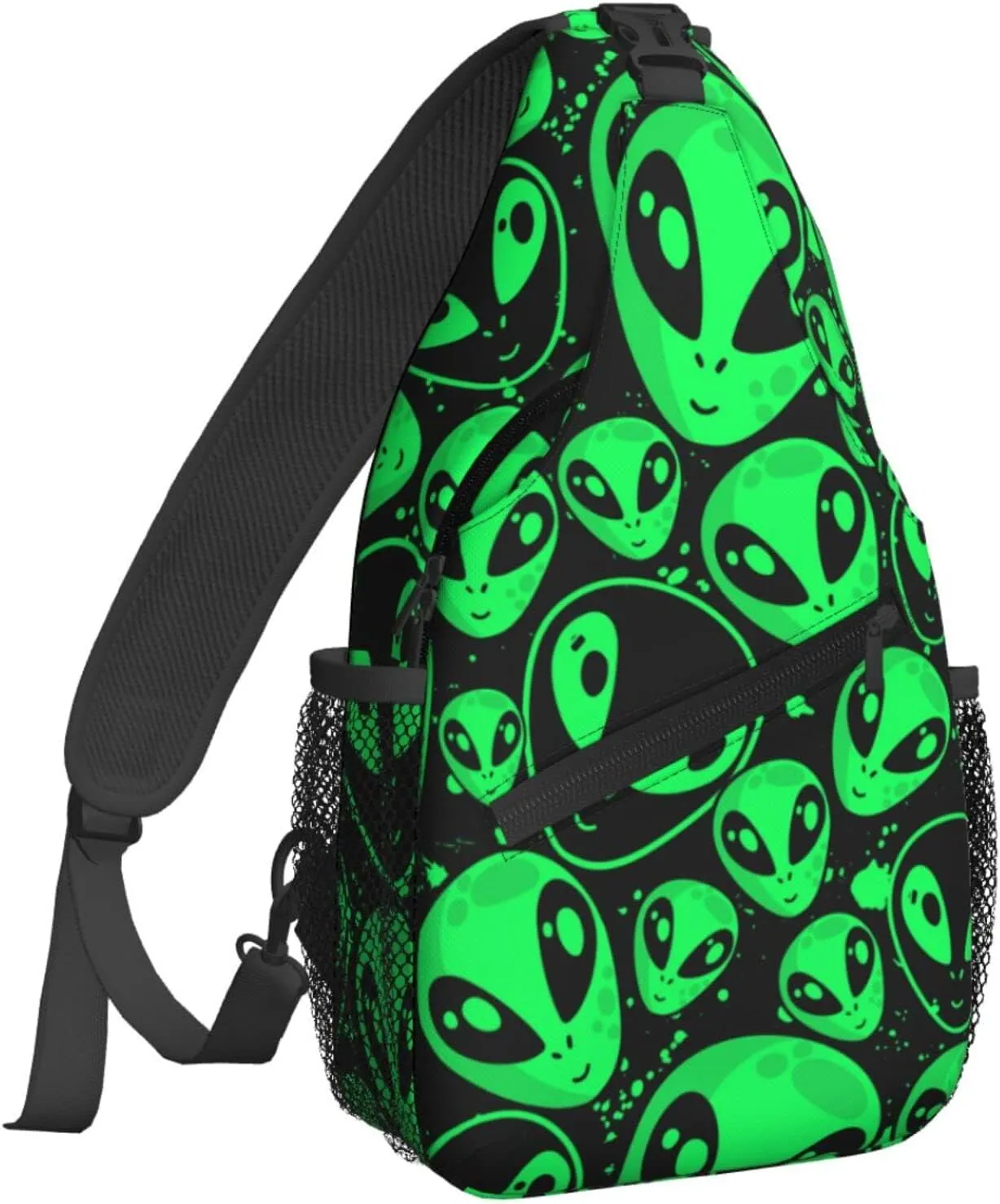 Dujiea Crossbody Backpack For Men Women Sling Bag, Alien Pattern Chest Bag Shoulder Bag Lightweight One Strap Backpack Multipurpose Travel Hiking Daypack