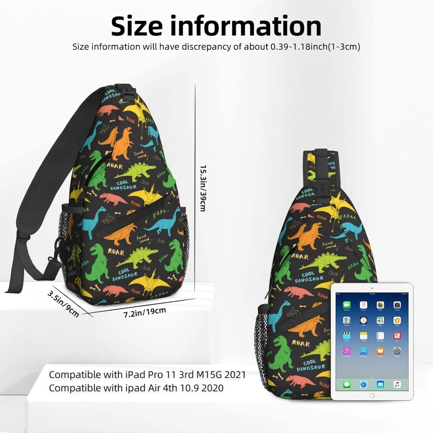 Dujiea Crossbody Backpack For Men Women Sling Bag, Childish Doodles Dinosaurs Chest Bag Shoulder Bag Lightweight One Strap Backpack Multipurpose Travel Hiking Daypack