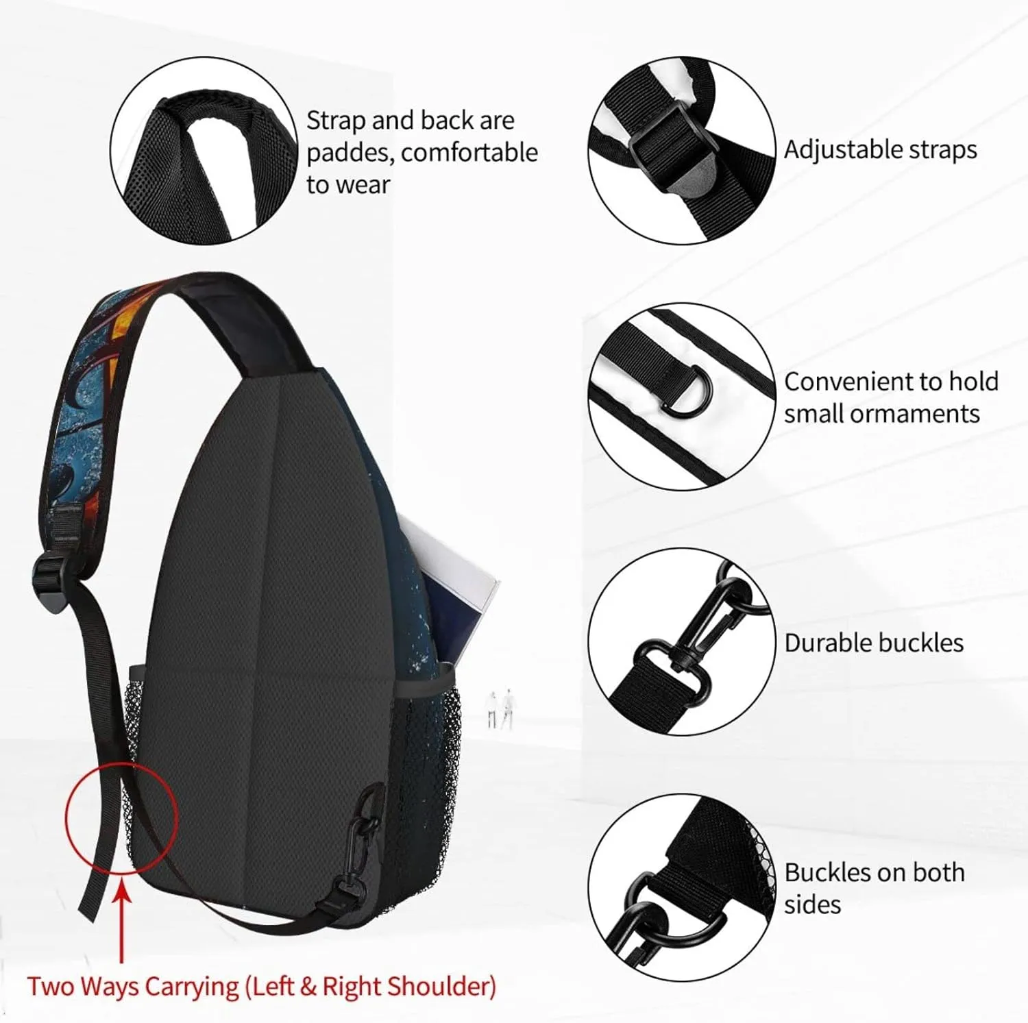 Dujiea Crossbody Backpack For Men Women Sling Bag, Cool Music Note Chest Bag Shoulder Bag Lightweight One Strap Backpack Multipurpose Travel Hiking Daypack