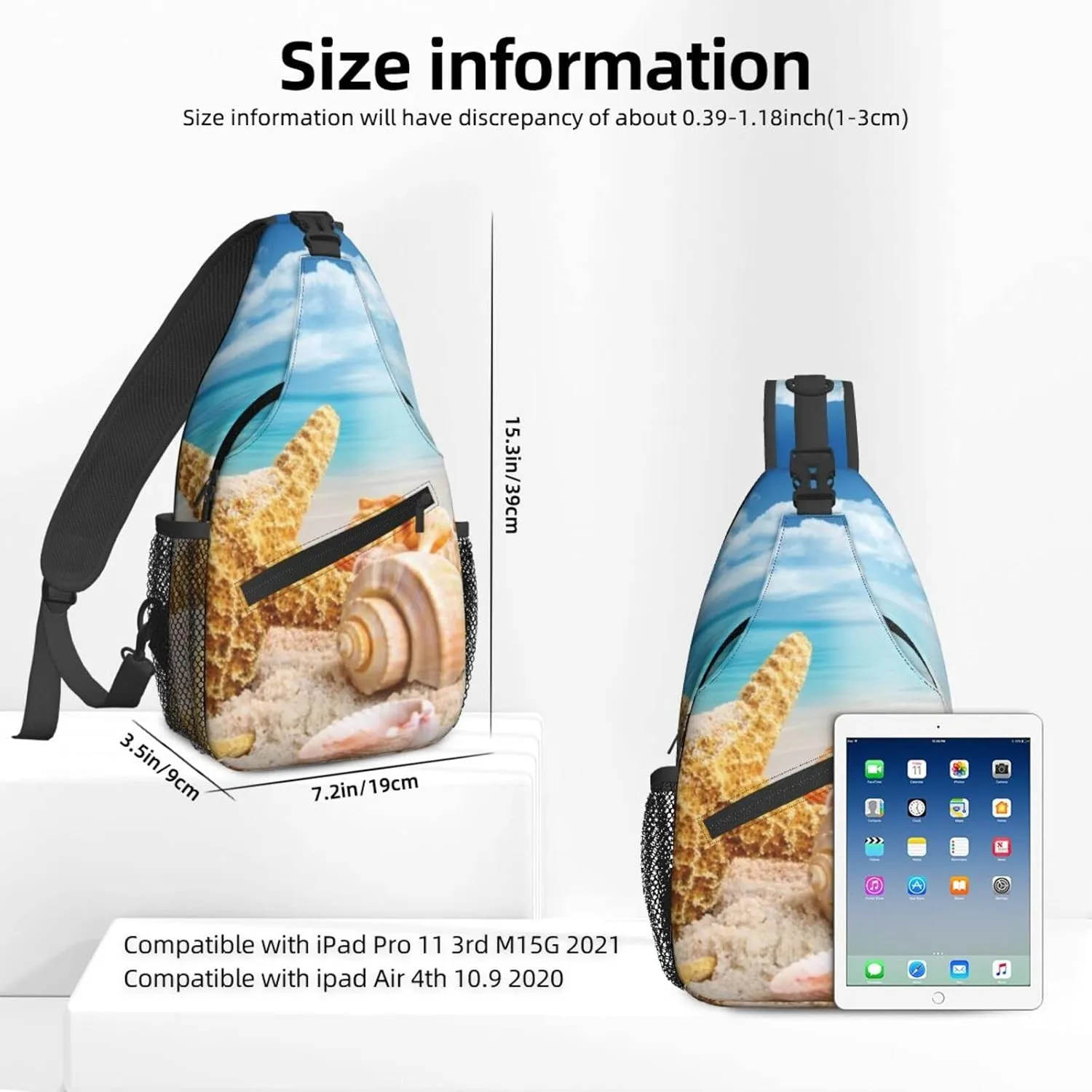 Dujiea Crossbody Backpack For Men Women Sling Bag, Tropical Seashells Ocean Beach Chest Bag Shoulder Bag Lightweight One Strap Backpack Multipurpose Travel Hiking Daypack